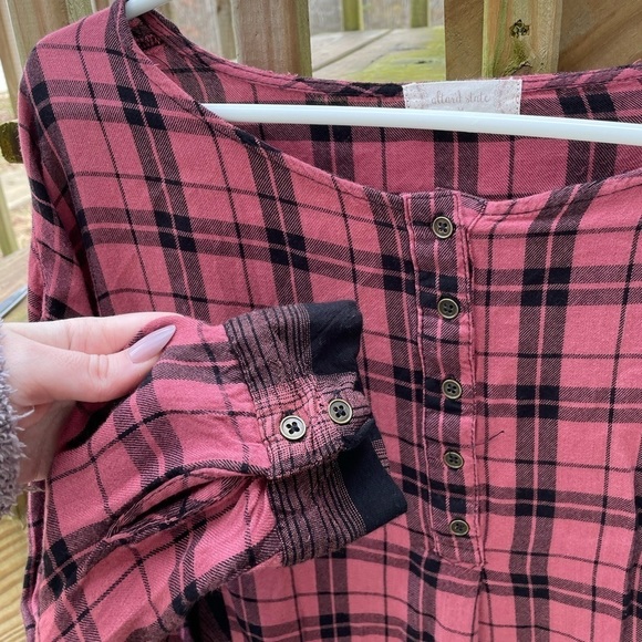 Altar’d State colorblock buffalo plaid boho blouse - Picture 4 of 5